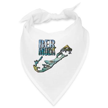Aquarell Landkarte Bermuda - Bandana - Weiß - Vorne