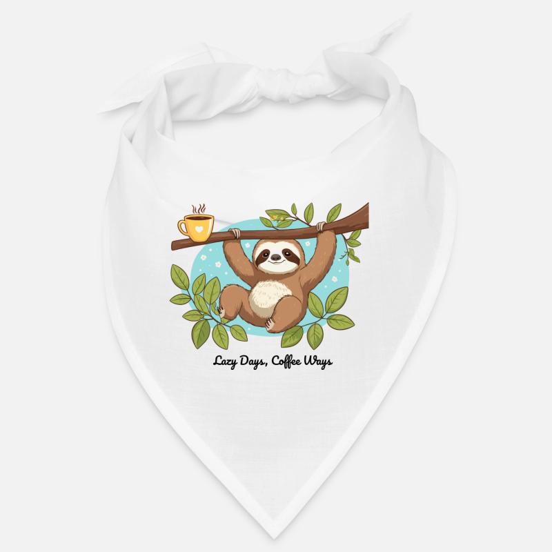 Lazy Days, Coffee Ways – Sloth - Bandana - white