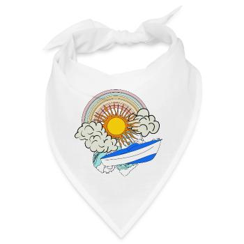 Motorboot Sonne Retro Regenbogen Wolken Meer Boot - Bandana - Weiß - Vorne