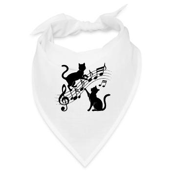 Schwarze Katzen Muster spielen mit Musiknote - Bandana - Weiß - Vorne