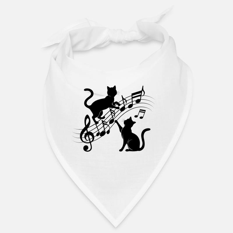 Black cats pattern playing with musical note Bandana