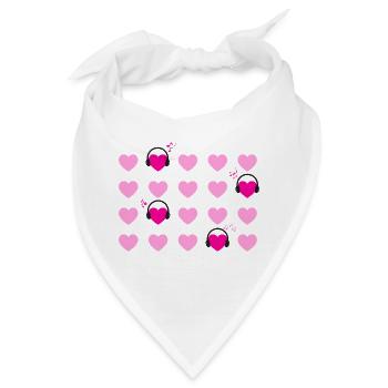 Herz Herz Rot Rosa Musik - Bandana - Weiß - Vorne