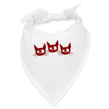 Drei Katzen Schielen Lustig 3 Verrückte Grimassen - Bandana - Weiß - Vorne