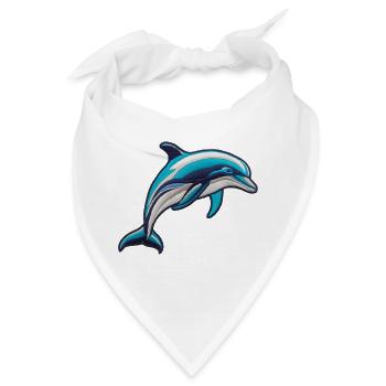 Gestickter Delfin - Bandana - Weiß - Vorne
