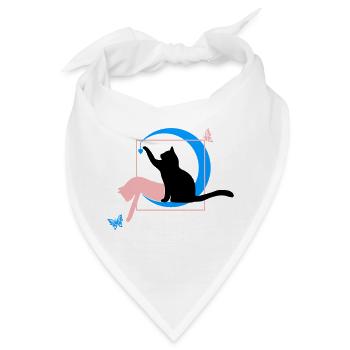 Die Katze Leonardo Da Vinci Style mit Herz - Bandana - Weiß - Vorne