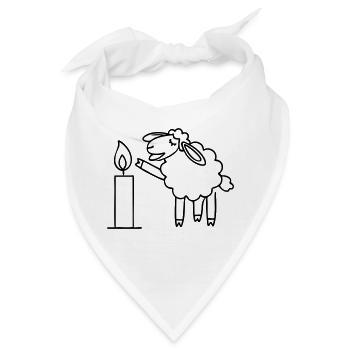 singendes Schaf mit Kerze Weihnachten - Bandana - Weiß - Vorne