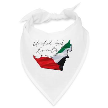 (VAE) Emirate Flagge in der Emirate Landkarte EN - Bandana - Weiß - Vorne