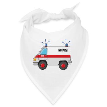 Notarzt Auto mit Blaulicht - Bandana - Weiß - Vorne