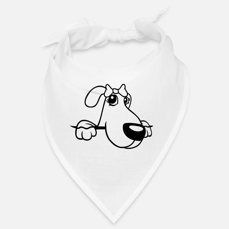 Hund Hinter Mauer Hübsche Dame Schleife Weiblich Bandana