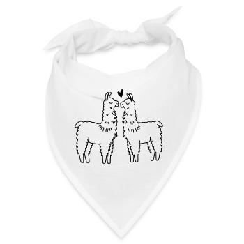 verliebte Lamas - Bandana - Weiß - Vorne