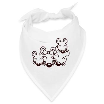 4 Mäuse Familie Zwei Kinder Mama Papa Eltern Süß - Bandana - Weiß - Vorne