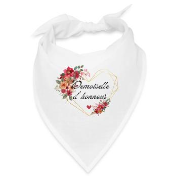 Brautjungfer Gold Herz Blumen - Bandana - Weiß - Vorne