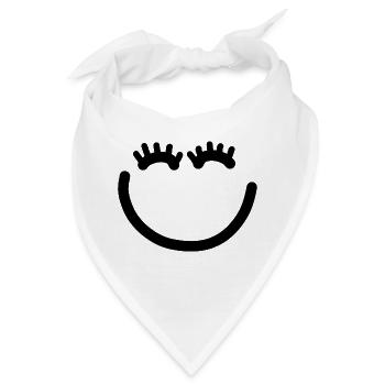Glückliches Gesicht mit Wimpern - Bandana - Weiß - Vorne