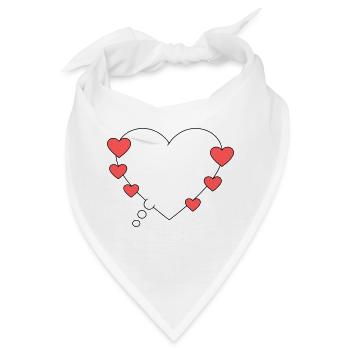 Denkblase mit Herzen - Bandana - Weiß - Vorne