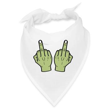 Mittelfinger Hand - Bandana - Weiß - Vorne