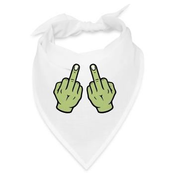 Mittelfinger Hand - Bandana - Weiß - Vorne
