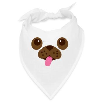 Mops-Gesicht - Bandana - Weiß - Vorne
