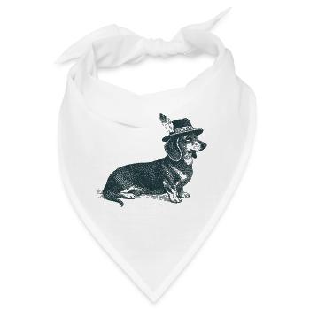 Dackel mit Hut - Bandana - Weiß - Vorne
