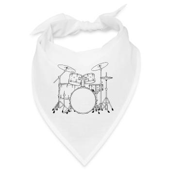 Schwarzweiß Drumset Skizze - Bandana - Weiß - Vorne