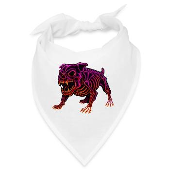 Neon Skelett Dinosaurier - Bandana - Weiß - Vorne