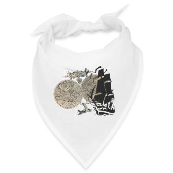 Antike Weltkarte und Segelschiff - Bandana - Weiß - Vorne