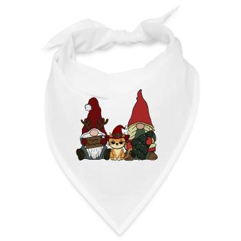 Katze mit Wichtel  - Bandana - Weiß - Vorne