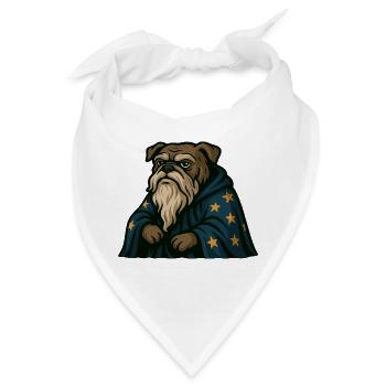 Bulldogge Zauberer mit Bart und Stern Robe Kunst - Bandana - Weiß - Vorne
