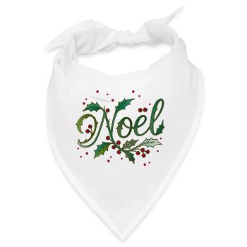 Weihnachtliches „Noël“-Design mit Stechpalme - Bandana - Weiß - Vorne