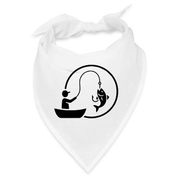 Angler im Boot Logo Minimalistisch - Bandana - Weiß - Vorne