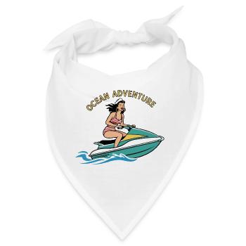 Pin-up-Mädchen auf Jetski - Bandana - Weiß - Vorne