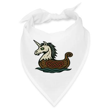 Untoter Wikinger-Einhorn im nordischen Langschiff - Bandana - Weiß - Vorne