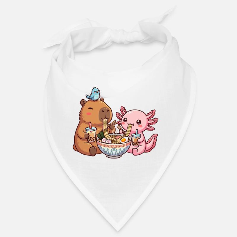 Kawaii Capybara Axolotl Ramen Bubble Tea Bandana