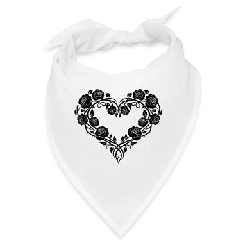 Rosen Herz Ornament – Romantisches Floral Design - Bandana - Weiß - Vorne