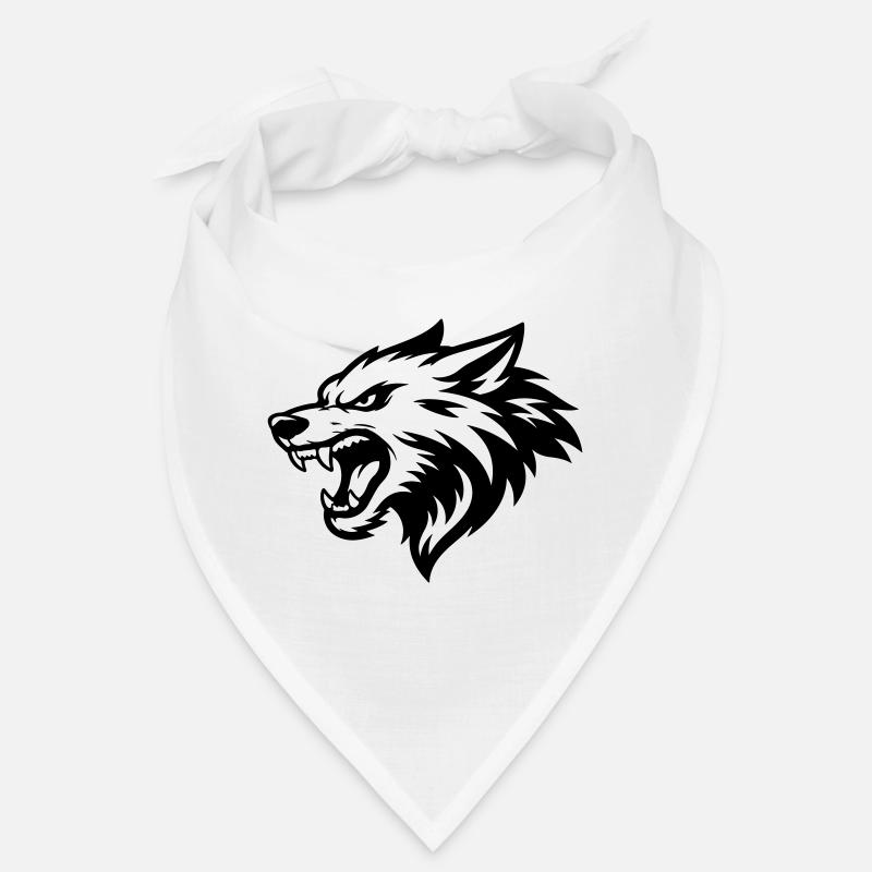 Wolf Kopf - Bandana - Weiß