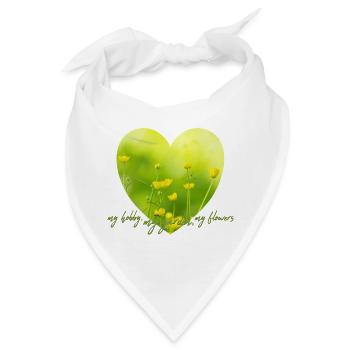 Gelbes Blumenherz mit gelben Blumen Gartenlook - Bandana - Weiß - Vorne