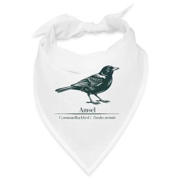 Amsel Silhouette | Ornithologie | Zeichnung - Bandana - Weiß - Vorne