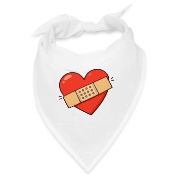 Herz mit Pflaster - Bandana - Weiß - Vorne