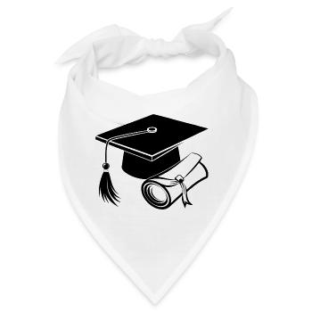 Abschlussmütze und Diplom - Bandana - Weiß - Vorne