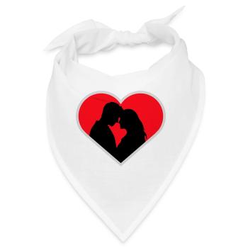 Paar Silhouette Liebe Romantik Valentinstag Freund - Bandana - Weiß - Vorne