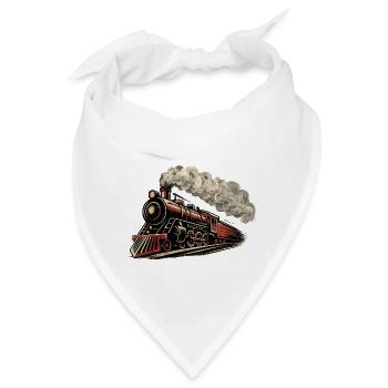Vintage-Dampflokomotive mit schnellem Retro-Zug - Bandana - Weiß - Vorne