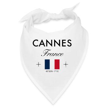 Cannes Frankreich Koordinaten Reise Souvenir - Bandana - Weiß - Vorne