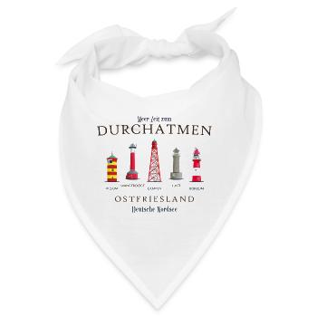 Ostfriesland, handgezeichnete Leuchttürme - Bandana - Weiß - Vorne