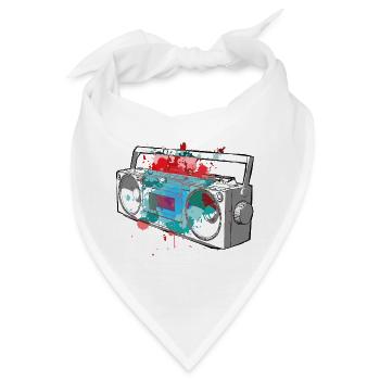Color Splash Retro Boombox - Bandana - Weiß - Vorne