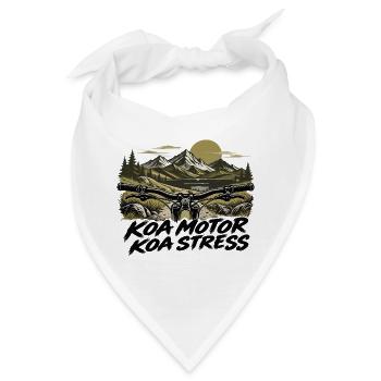 koa Motor koa Stress - kein Motor kein Stress, MTB - Bandana - Weiß - Vorne