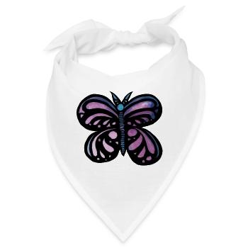 Lila Aquarell-Schmetterling auf Schwarz - Bandana - Weiß - Vorne
