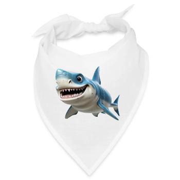 Blauer Cartoonhai mit Lächeln - Bandana - Weiß - Vorne