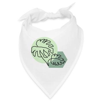 Pastellfarbene Monstera-Blätter im einfachen Linienstil - Bandana - Weiß - Vorne