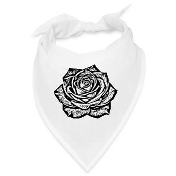  Rose Blüte Blume schwarz Rosenblüte Geschenk  - Bandana - Weiß - Vorne