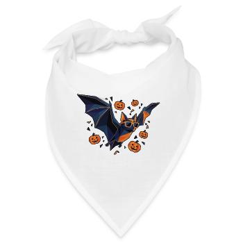 Halloween Poly Stil Fledermaus Kürbis - Bandana - Weiß - Vorne