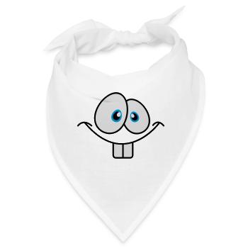 Grinsendes Comic Gesicht mit großen Hasenzähnen - Bandana - Weiß - Vorne